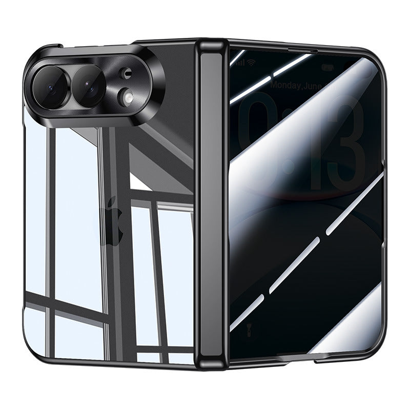 For iPhone Duo Anti-Drop Case with Central Axis Hinge High-Definition Tempered Film Case and Film Integrated