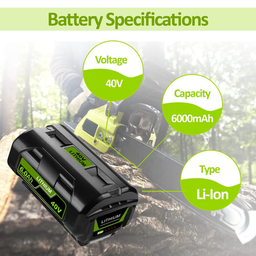 Replacement  battery for RYOBI OP4060A lithium-ion 40V 6AH