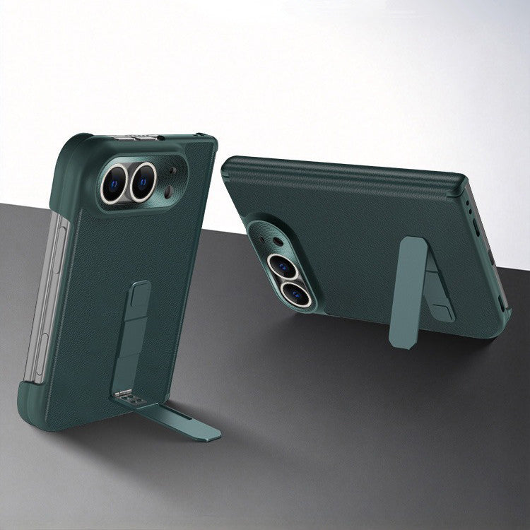 Luxurious folding hinged Leather Case For iPhone Duo Comes with an invisible bracket and a lightweight anti-fall protective case