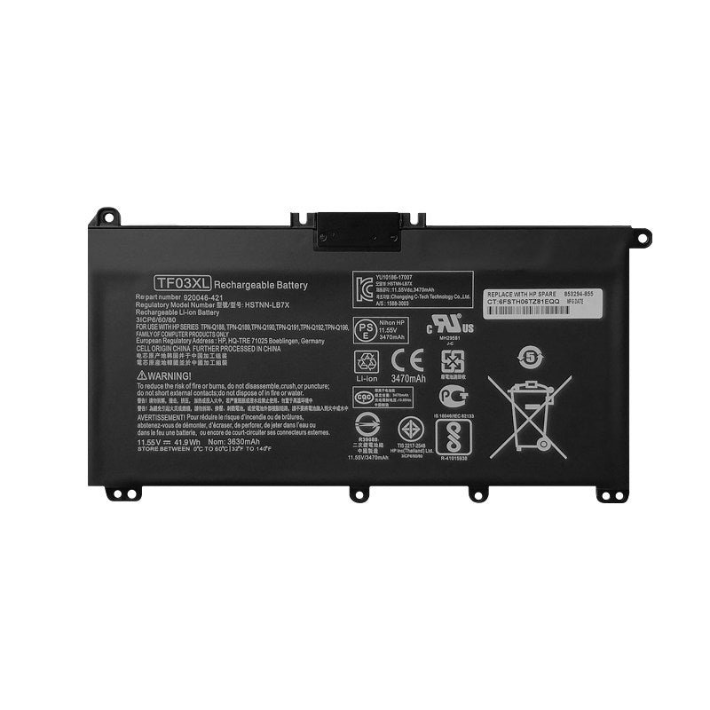 Battery for HP TF03XL Pavilion 14 15 TPN-C131/Q188/Q189/Q191 Replacement Laptop Battery
