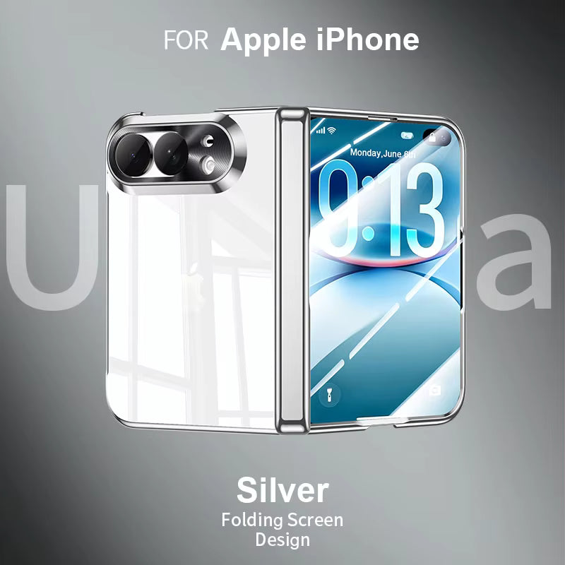 For iPhone Duo Anti-Drop Case with Central Axis Hinge High-Definition Tempered Film Case and Film Integrated